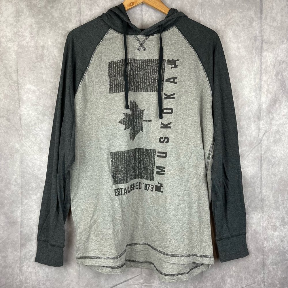River Wear Muskoka Canada Gray Maple Leaf Hoodie Size XL
